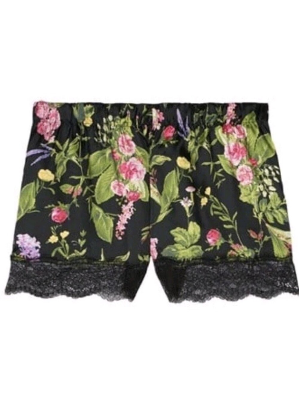 Victoria's secret satin very sexy lace trim Floral Tropical sleep short MEDIUM